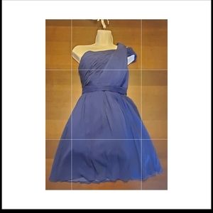 Semi formal J. CREW dress. Navy blue, size 0. One shoulder